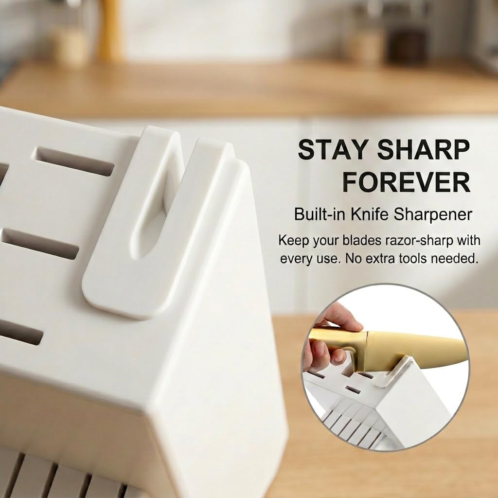 ® Knife Sets, German Stainless Steel Kitchen Knife Block Sets with Built-in Sharpener, 15 Piece Chef Knife and More, Razor Sharp, Restaurant Grade, Anti-Rust, Elegant Box for Gift
