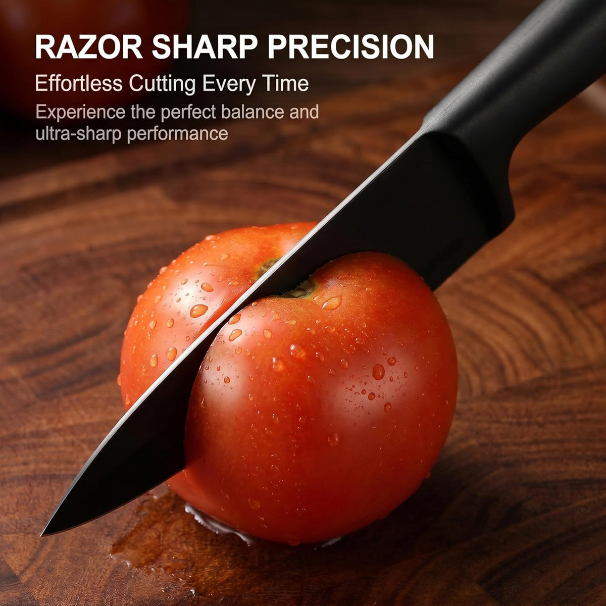 ® Knife Sets, German Stainless Steel Kitchen Knife Block Sets with Built-in Sharpener, 15 Piece Chef Knife and More, Razor Sharp, Restaurant Grade, Anti-Rust, Elegant Box for Gift