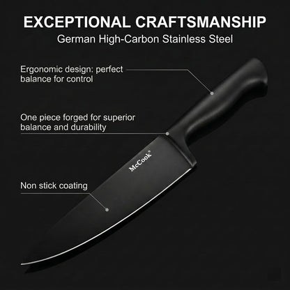 ® Knife Sets, German Stainless Steel Kitchen Knife Block Sets with Built-in Sharpener, 15 Piece Chef Knife and More, Razor Sharp, Restaurant Grade, Anti-Rust, Elegant Box for Gift