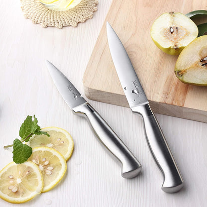 ® Knife Sets, German Stainless Steel Kitchen Knife Block Sets with Built-in Sharpener, 15 Piece Chef Knife and More, Razor Sharp, Restaurant Grade, Anti-Rust, Elegant Box for Gift
