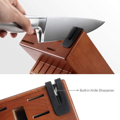 ® Knife Sets, German Stainless Steel Kitchen Knife Block Sets with Built-in Sharpener, 15 Piece Chef Knife and More, Razor Sharp, Restaurant Grade, Anti-Rust, Elegant Box for Gift