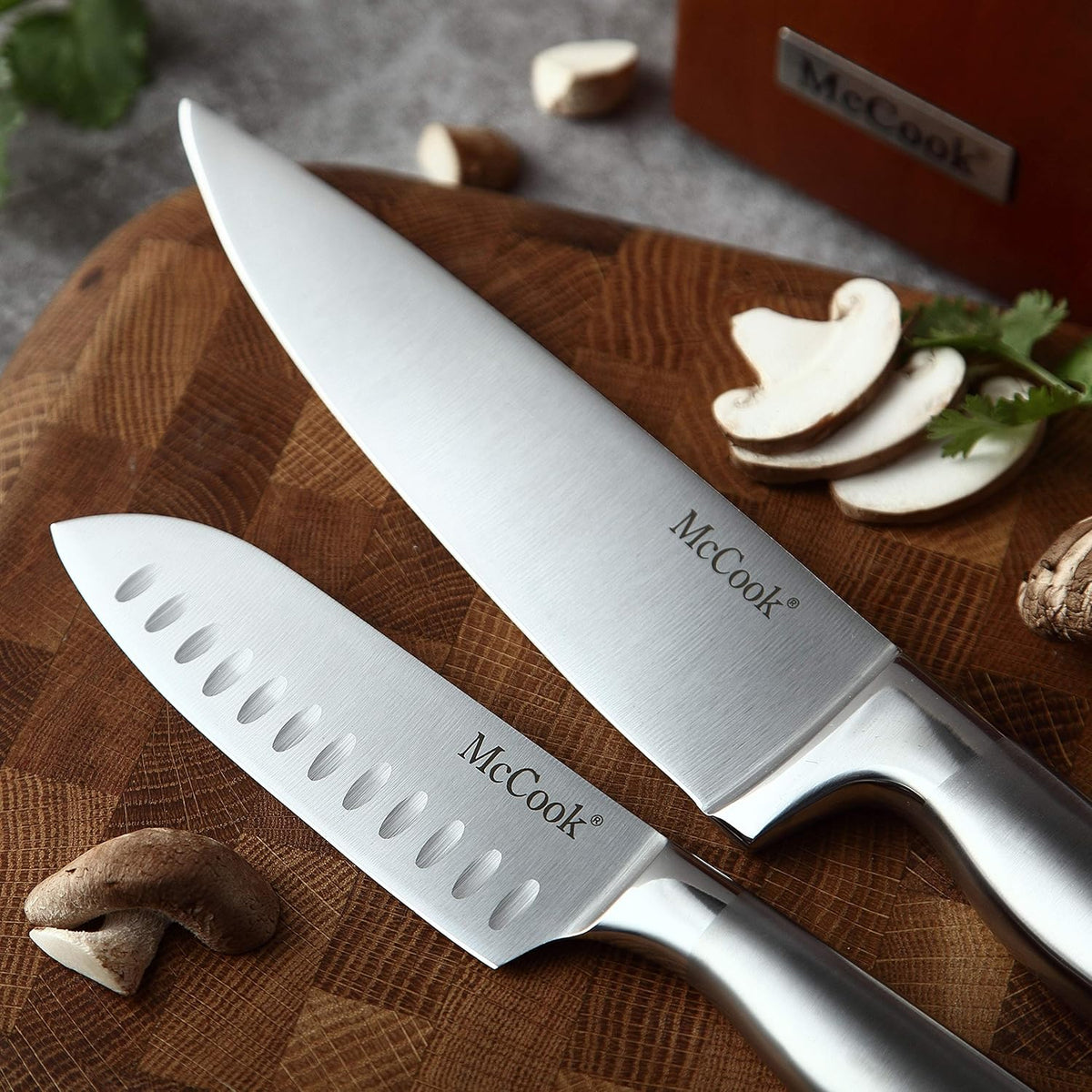 ® Knife Sets, German Stainless Steel Kitchen Knife Block Sets with Built-in Sharpener, 15 Piece Chef Knife and More, Razor Sharp, Restaurant Grade, Anti-Rust, Elegant Box for Gift