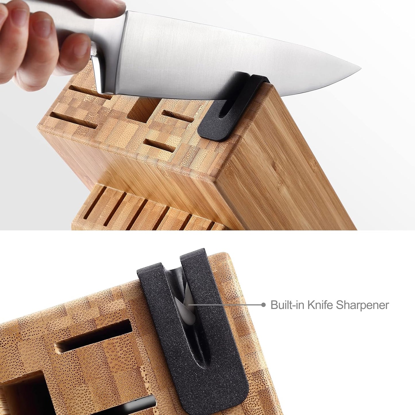 ® Knife Sets, German Stainless Steel Kitchen Knife Block Sets with Built-in Sharpener, 15 Piece Chef Knife and More, Razor Sharp, Restaurant Grade, Anti-Rust, Elegant Box for Gift