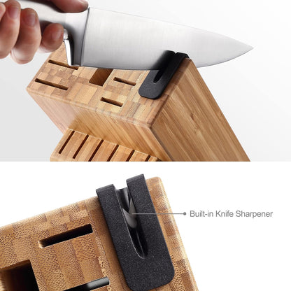 ® Knife Sets, German Stainless Steel Kitchen Knife Block Sets with Built-in Sharpener, 15 Piece Chef Knife and More, Razor Sharp, Restaurant Grade, Anti-Rust, Elegant Box for Gift