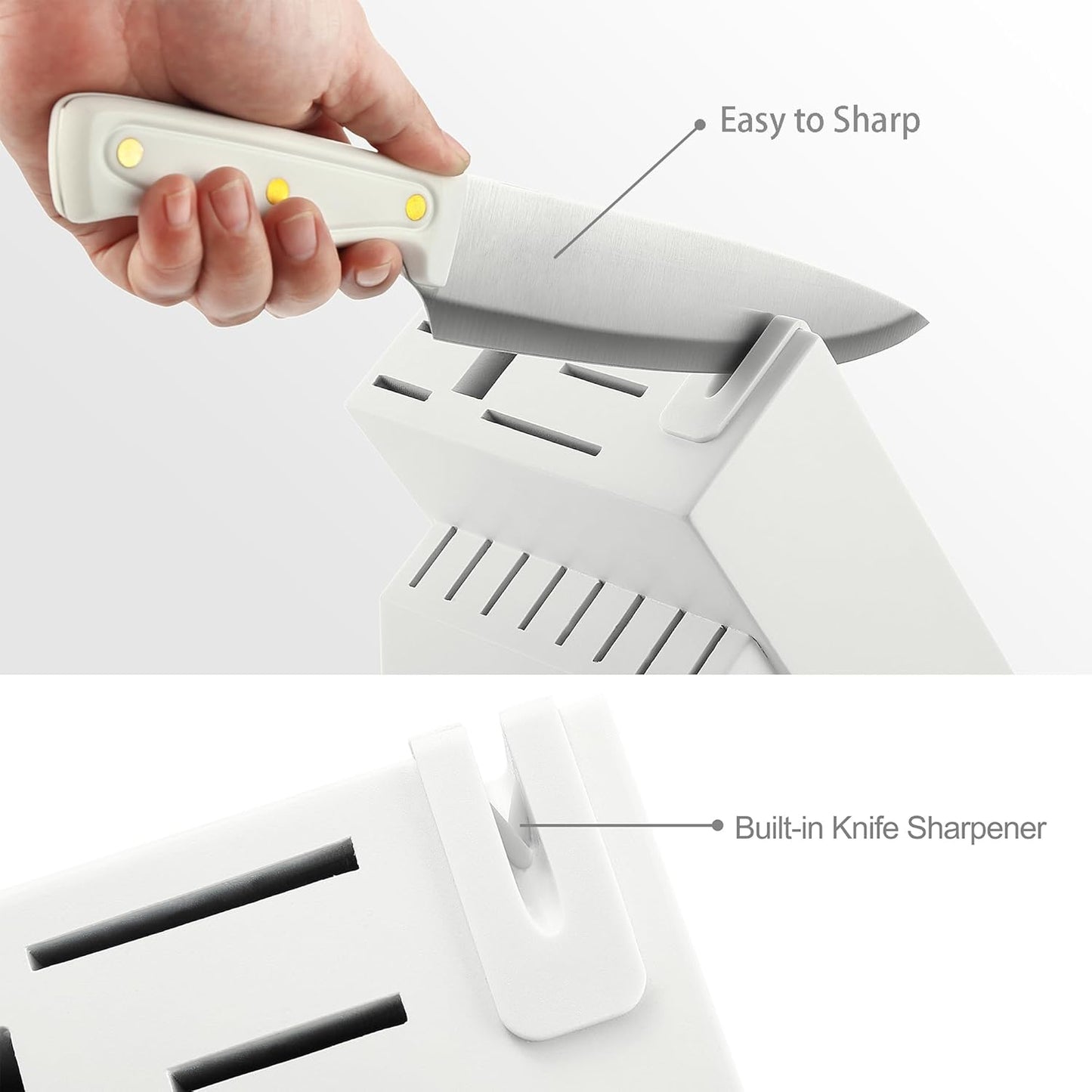 ® Knife Sets, German Stainless Steel Kitchen Knife Block Sets with Built-in Sharpener, 15 Piece Chef Knife and More, Razor Sharp, Restaurant Grade, Anti-Rust, Elegant Box for Gift