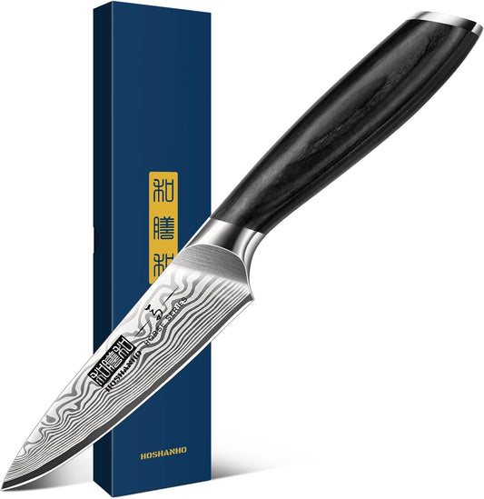 Paring Knife 3.75 Inch, Powder Steel Forged Small Kitchen Knife | Razor Sharp Fruit Knife for Peeling & Coring, Japanese Peeling Knife with Ergonomic Pakkawood Handle, Thoughtful Gifts