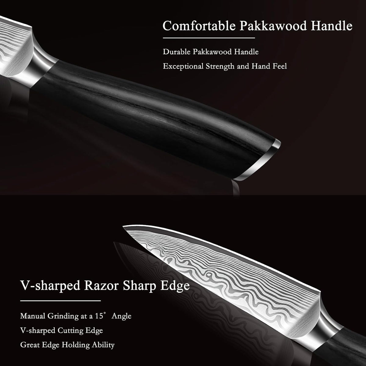 Paring Knife 3.75 Inch, Powder Steel Forged Small Kitchen Knife | Razor Sharp Fruit Knife for Peeling & Coring, Japanese Peeling Knife with Ergonomic Pakkawood Handle, Thoughtful Gifts