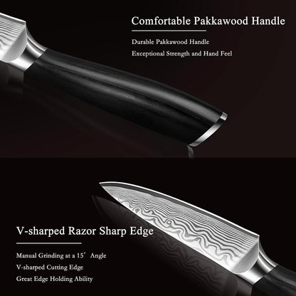 Paring Knife 3.75 Inch, Powder Steel Forged Small Kitchen Knife | Razor Sharp Fruit Knife for Peeling & Coring, Japanese Peeling Knife with Ergonomic Pakkawood Handle, Thoughtful Gifts