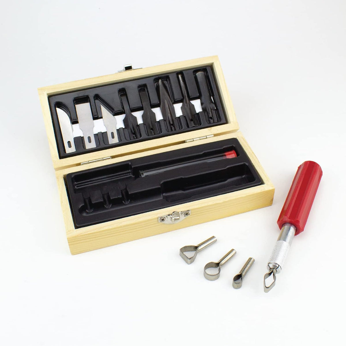 14-Piece Woodworking Set – Precision Craft Knife Set with K5 Handle, Assorted Blades, Gouges & Routers With Storage Case – Ideal for Carving, Model Making & Craft – Made in the USA