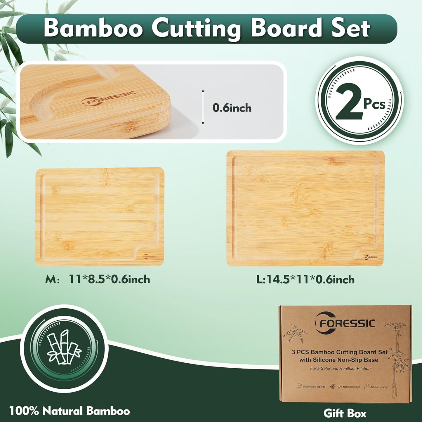 Wood Cutting Board Carbonized Bamboo Set With Smooth Surface Set 4 Packs with Non Slip Feet Holder and Over Sink Solid Thick Durable Wood Charcuterie Cheese Serving Tray Kitchen Gadgets (Carbonized)