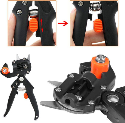 Upgrage Garden Grafting Tools, 2 in 1 Garden Pruning Tools Including Grafting Knife, Pruning Shears, Replacement Blades Grafting Tapes and Labels for Plant Branch Fruit Tree Cutting Pruner Tool Kits