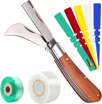 Upgrage Garden Grafting Tools, 2 in 1 Garden Pruning Tools Including Grafting Knife, Pruning Shears, Replacement Blades Grafting Tapes and Labels for Plant Branch Fruit Tree Cutting Pruner Tool Kits