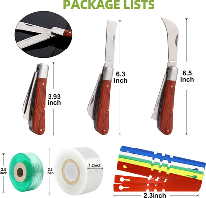 Upgrage Garden Grafting Tools, 2 in 1 Garden Pruning Tools Including Grafting Knife, Pruning Shears, Replacement Blades Grafting Tapes and Labels for Plant Branch Fruit Tree Cutting Pruner Tool Kits
