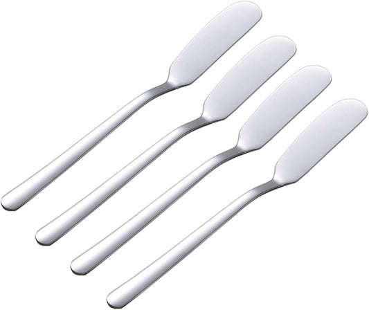 Cheese Spreader Knife Set 4-Piece Stainless Steel Butter Knife Small Sandwich Condiment Jam Bread Cream Canape Knives Spatula 6.5-inch