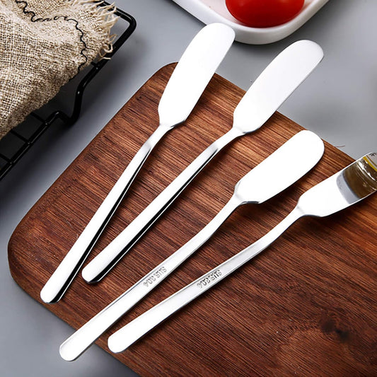 Cheese Spreader Knife Set 4-Piece Stainless Steel Butter Knife Small Sandwich Condiment Jam Bread Cream Canape Knives Spatula 6.5-inch