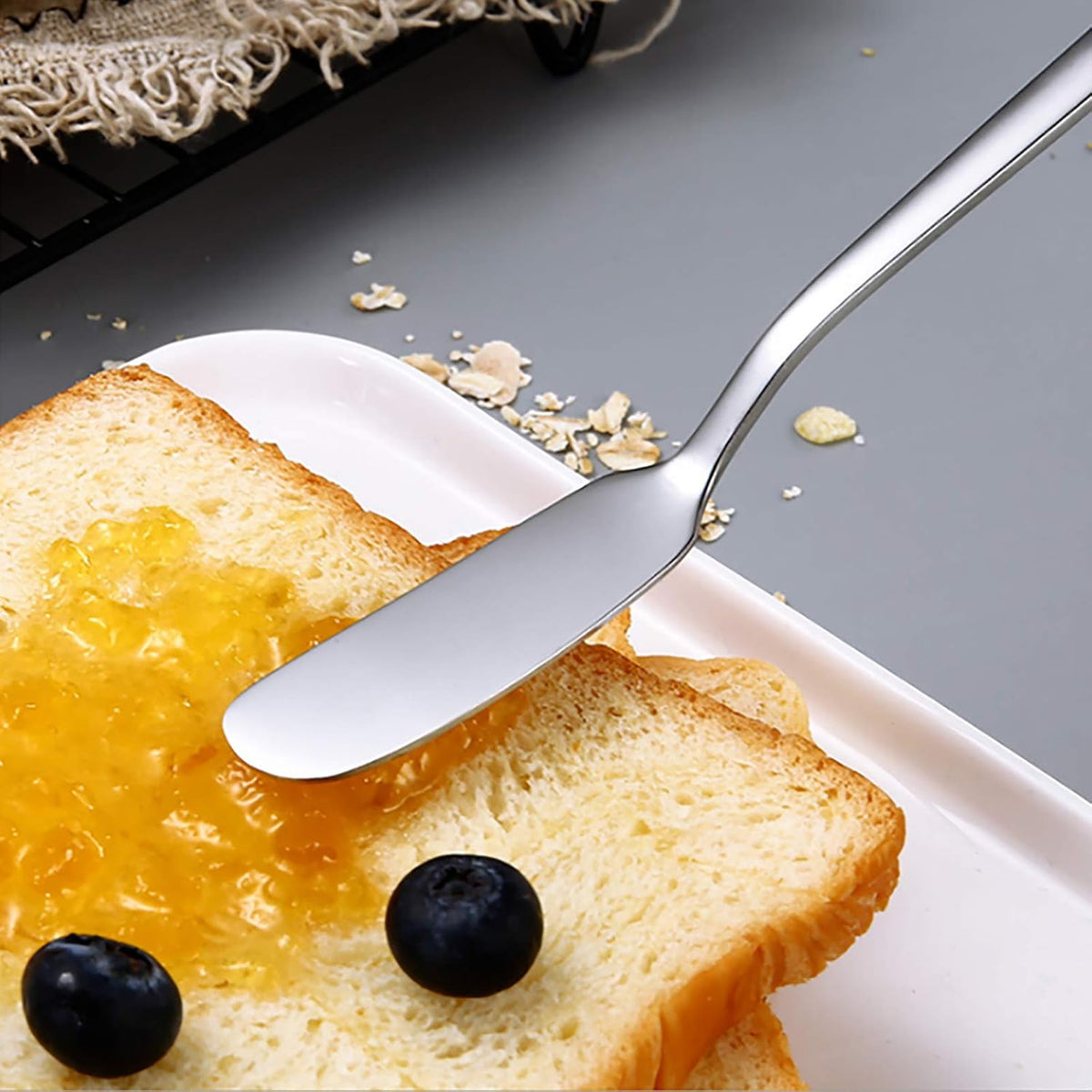 Cheese Spreader Knife Set 4-Piece Stainless Steel Butter Knife Small Sandwich Condiment Jam Bread Cream Canape Knives Spatula 6.5-inch