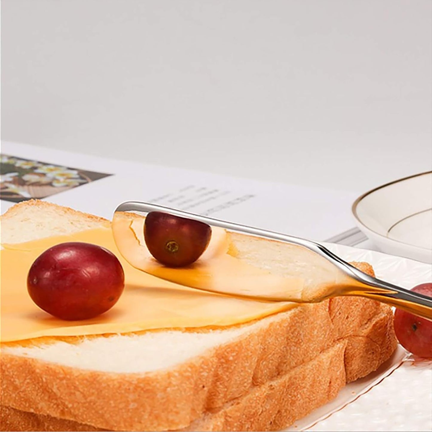 Cheese Spreader Knife Set 4-Piece Stainless Steel Butter Knife Small Sandwich Condiment Jam Bread Cream Canape Knives Spatula 6.5-inch
