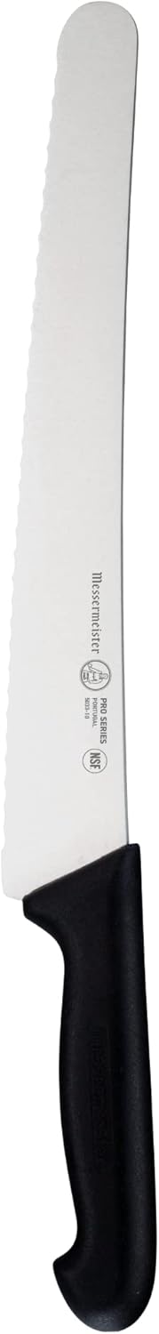 Pro Series 10” Scalloped Round-Tip Bread Knife - German X50 Stainless Steel & NSF-Approved PolyFibre Handle - 15-Degree Edge, Rust Resistant & Easy to Maintain - Made in Portugal