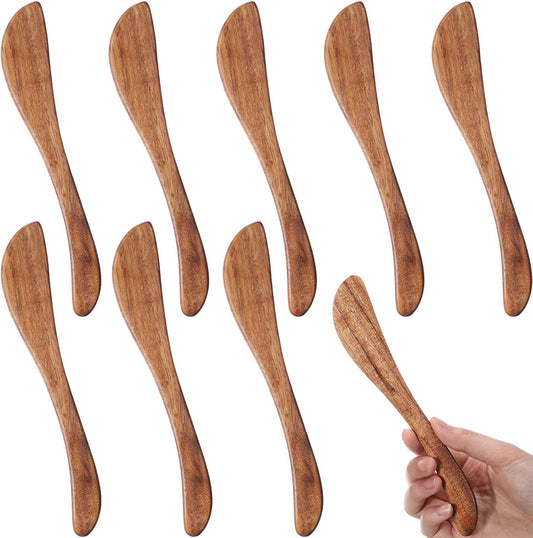 8 PCS 7.5 Inch Teak Butter Spreader Knife Set Wooden Butter Knives Teak Wood Utensils for Spreading Butter Jam Cheese Cake Smooth Surface Kitchen Tool for Home & Parties