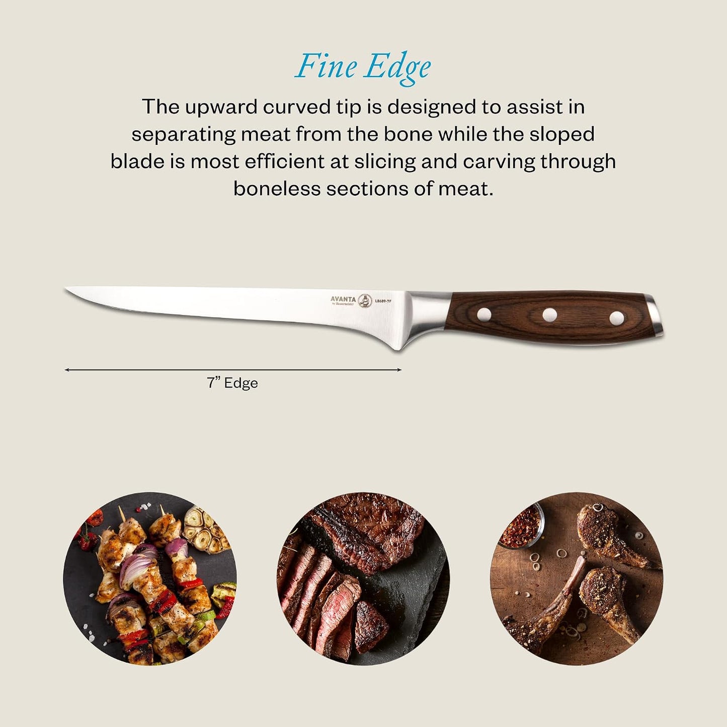 Avanta Forged 7” Flexible Boning Knife - German X50 Stainless Steel - Rust Resistant & Easy to Maintain