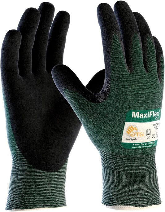 34-8743 Gloves Cut Resistant Nitrile Coated Work Green Nitrile Gloves
