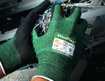 34-8743 Gloves Cut Resistant Nitrile Coated Work Green Nitrile Gloves