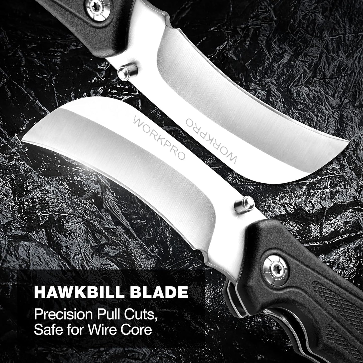 Pocket Knife, Hawkbill Folding Utility Knife | Electrician Knife with Lanyard Hole and Belt Clip for Cable Skinning and Carpet, Linoleum, Cardboard, Rope, Wire Cutting