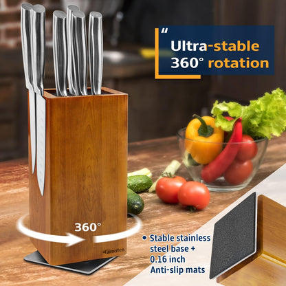 Magnetic Knife Block 360° rotatable, Stainless Steel Magnetic Knife Block Without Knives Black, Magnetic Knife Holder Stand for Kitchen & Utensils - Universal Knife Holder for Knives & Tools