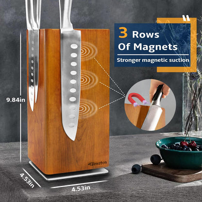 Magnetic Knife Block 360° rotatable, Stainless Steel Magnetic Knife Block Without Knives Black, Magnetic Knife Holder Stand for Kitchen & Utensils - Universal Knife Holder for Knives & Tools
