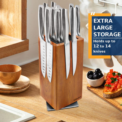 Magnetic Knife Block 360° rotatable, Stainless Steel Magnetic Knife Block Without Knives Black, Magnetic Knife Holder Stand for Kitchen & Utensils - Universal Knife Holder for Knives & Tools