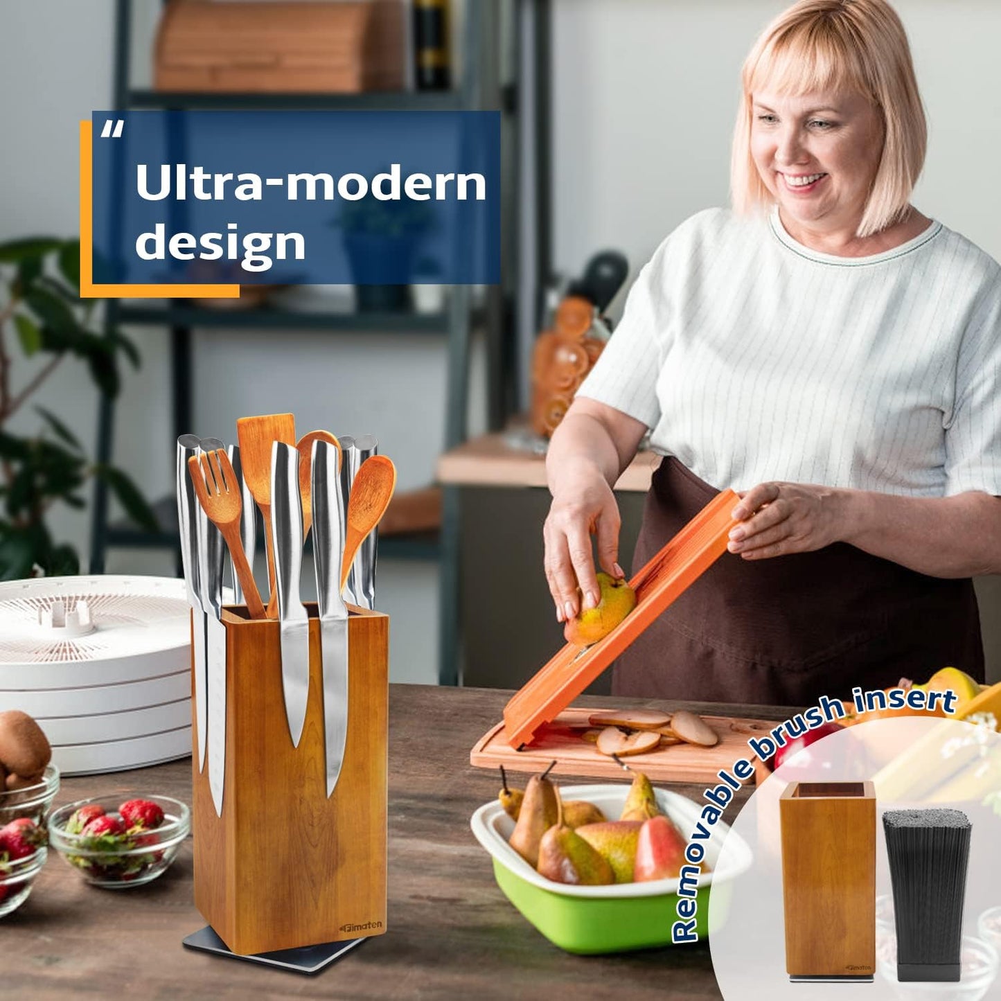 Magnetic Knife Block 360° rotatable, Stainless Steel Magnetic Knife Block Without Knives Black, Magnetic Knife Holder Stand for Kitchen & Utensils - Universal Knife Holder for Knives & Tools