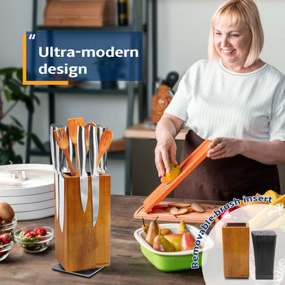 Magnetic Knife Block 360° rotatable, Stainless Steel Magnetic Knife Block Without Knives Black, Magnetic Knife Holder Stand for Kitchen & Utensils - Universal Knife Holder for Knives & Tools