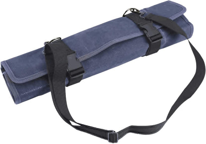 Chef’s Knife Roll Bag,Waxed Canvas Knife Cultery Carrier, Portable Chef Knife Cases,Knife Pouch Holders With 10 Slots Plus 1 Zipper Pockets Can Hold Home Kitchen Knife Tools Up To 18.8”