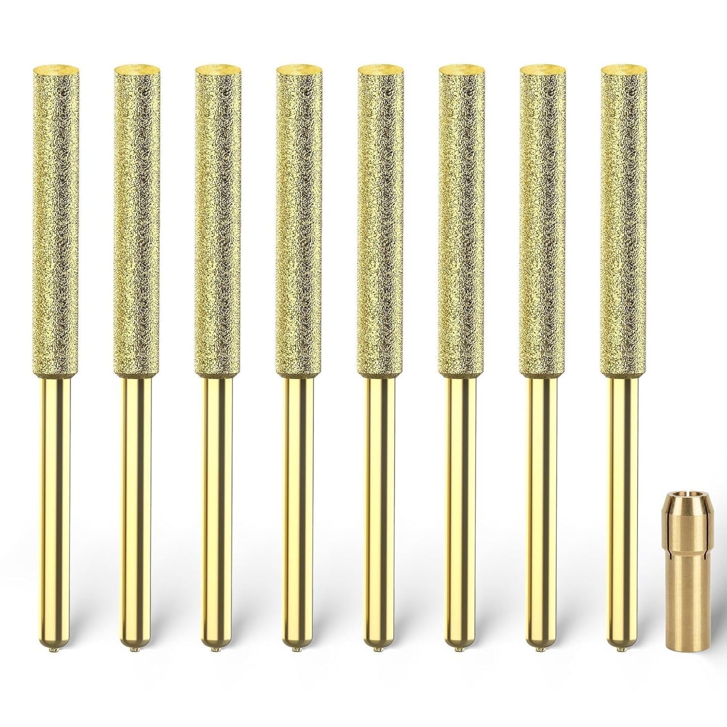 Titanium Coated Chainsaw Sharpener Bits, High Hardness Sharpening Wheels for Electric Chain Saw Sharpeners & Rotary Tools, Includes Copper Collet. 8 Pcs (3/16", 4.8mm)