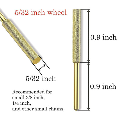 Titanium Coated Chainsaw Sharpener Bits, High Hardness Sharpening Wheels for Electric Chain Saw Sharpeners & Rotary Tools, Includes Copper Collet. 8 Pcs (3/16", 4.8mm)