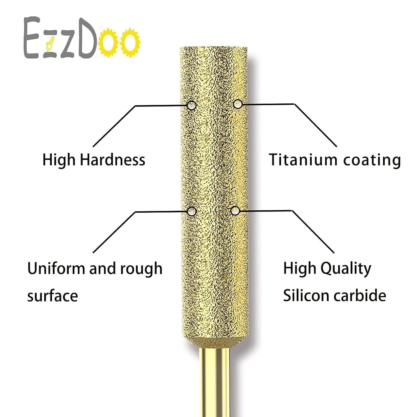 Titanium Coated Chainsaw Sharpener Bits, High Hardness Sharpening Wheels for Electric Chain Saw Sharpeners & Rotary Tools, Includes Copper Collet. 8 Pcs (3/16", 4.8mm)