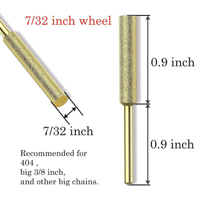 Titanium Coated Chainsaw Sharpener Bits, High Hardness Sharpening Wheels for Electric Chain Saw Sharpeners & Rotary Tools, Includes Copper Collet. 8 Pcs (3/16", 4.8mm)