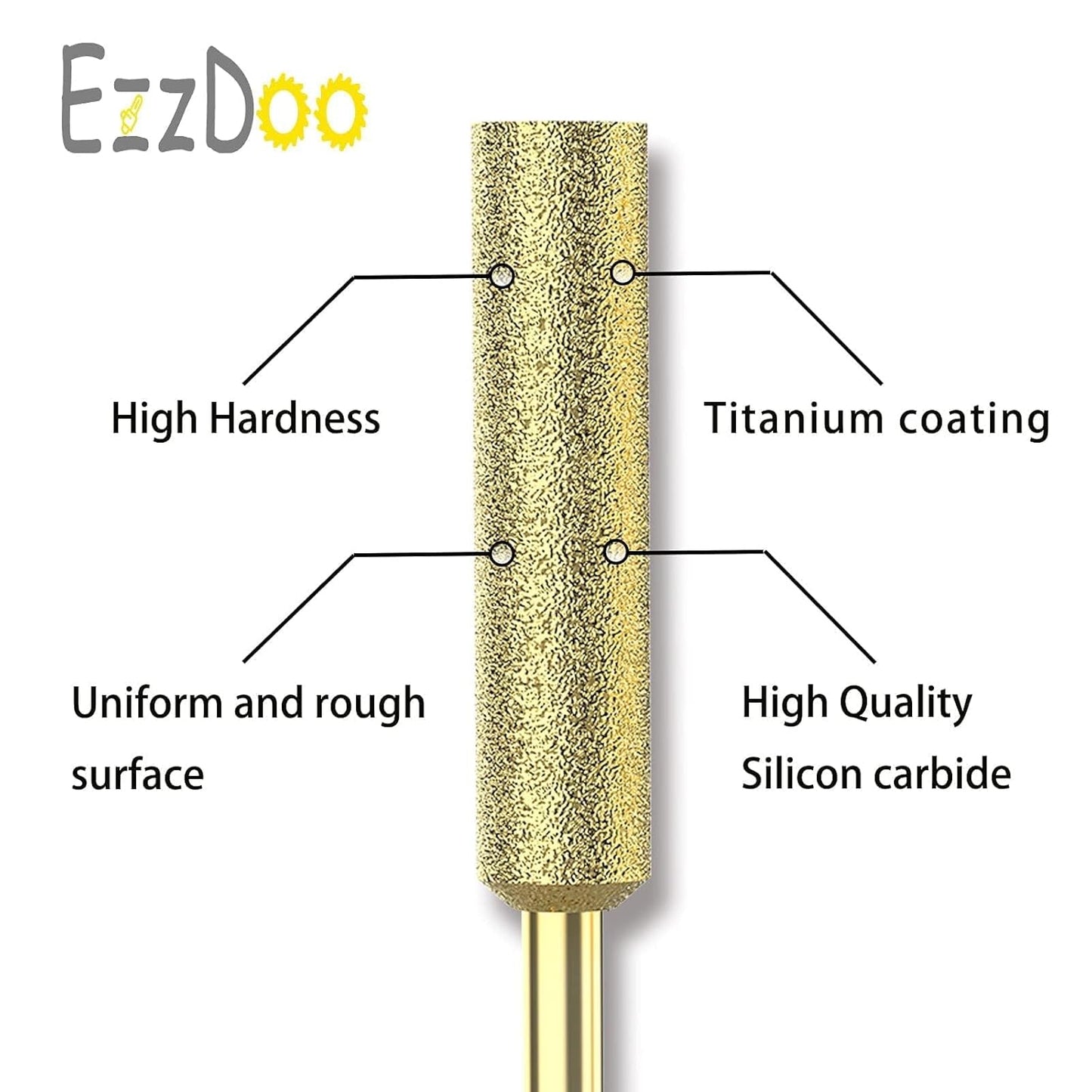 Titanium Coated Chainsaw Sharpener Bits, High Hardness Sharpening Wheels for Electric Chain Saw Sharpeners & Rotary Tools, Includes Copper Collet. 8 Pcs (3/16", 4.8mm)