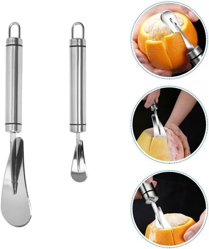 2pcs Stainless Steel Citrus Peeler Grapefruit Knife Orange Peeling Tool for Effortless Fruit Skin Removal Essential Kitchen Gadget for Grapefruits and Oranges