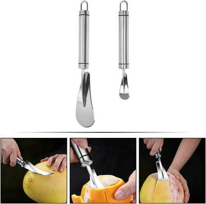 2pcs Stainless Steel Citrus Peeler Grapefruit Knife Orange Peeling Tool for Effortless Fruit Skin Removal Essential Kitchen Gadget for Grapefruits and Oranges