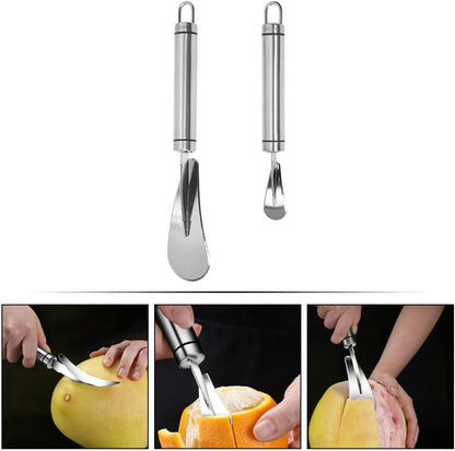 2pcs Stainless Steel Citrus Peeler Grapefruit Knife Orange Peeling Tool for Effortless Fruit Skin Removal Essential Kitchen Gadget for Grapefruits and Oranges