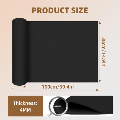 39"x15" EVA Foam Roll, 86 kg/m3 High Density 4MM Thick Foam Sheets, Flexible & Easy to Cut Ideal Material for Cosplay Supplies, DIY Projects, Drawer Mat, Crafts and Arts（1Pack Black)