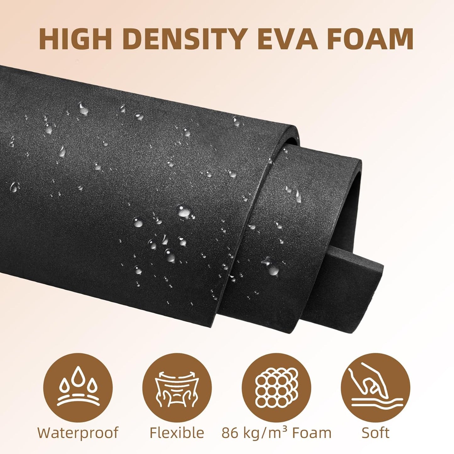 39"x15" EVA Foam Roll, 86 kg/m3 High Density 4MM Thick Foam Sheets, Flexible & Easy to Cut Ideal Material for Cosplay Supplies, DIY Projects, Drawer Mat, Crafts and Arts（1Pack Black)