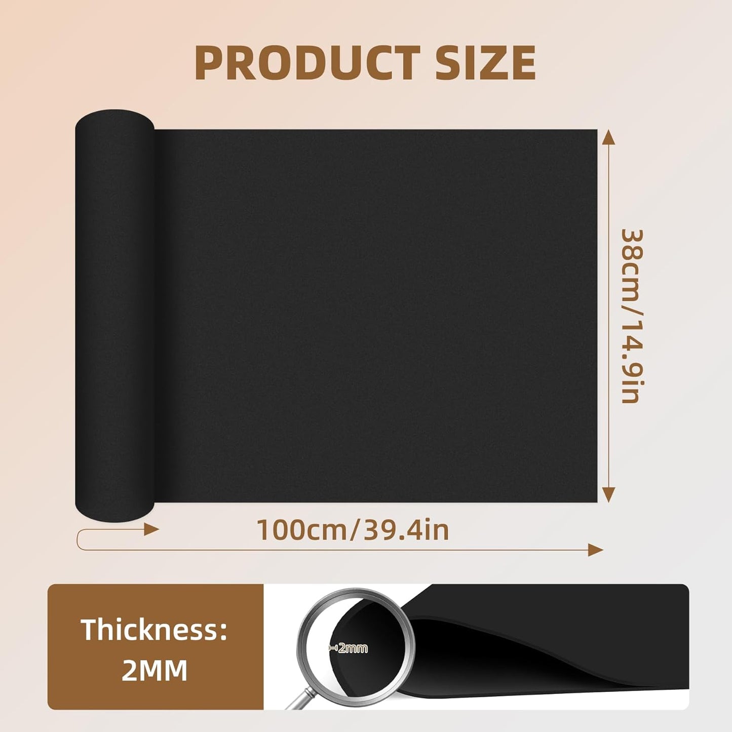 39"x15" EVA Foam Roll, 86 kg/m3 High Density 4MM Thick Foam Sheets, Flexible & Easy to Cut Ideal Material for Cosplay Supplies, DIY Projects, Drawer Mat, Crafts and Arts（1Pack Black)