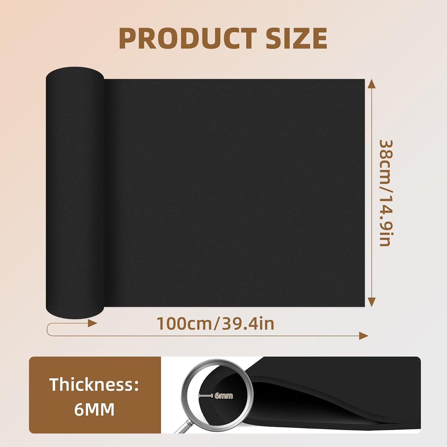 39"x15" EVA Foam Roll, 86 kg/m3 High Density 4MM Thick Foam Sheets, Flexible & Easy to Cut Ideal Material for Cosplay Supplies, DIY Projects, Drawer Mat, Crafts and Arts（1Pack Black)