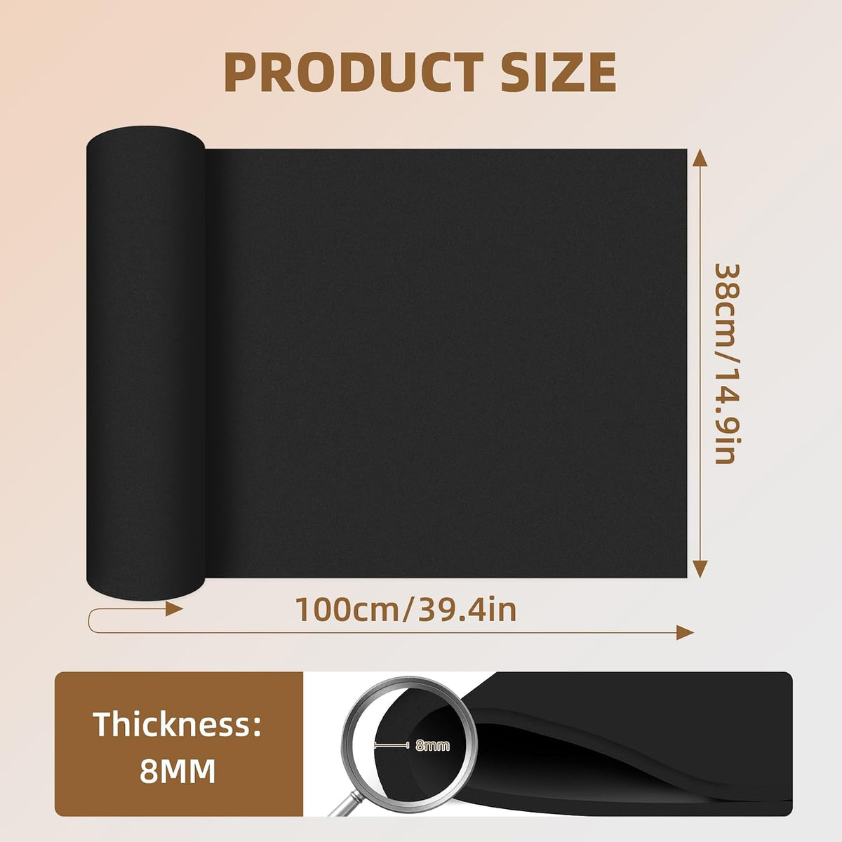 39"x15" EVA Foam Roll, 86 kg/m3 High Density 4MM Thick Foam Sheets, Flexible & Easy to Cut Ideal Material for Cosplay Supplies, DIY Projects, Drawer Mat, Crafts and Arts（1Pack Black)
