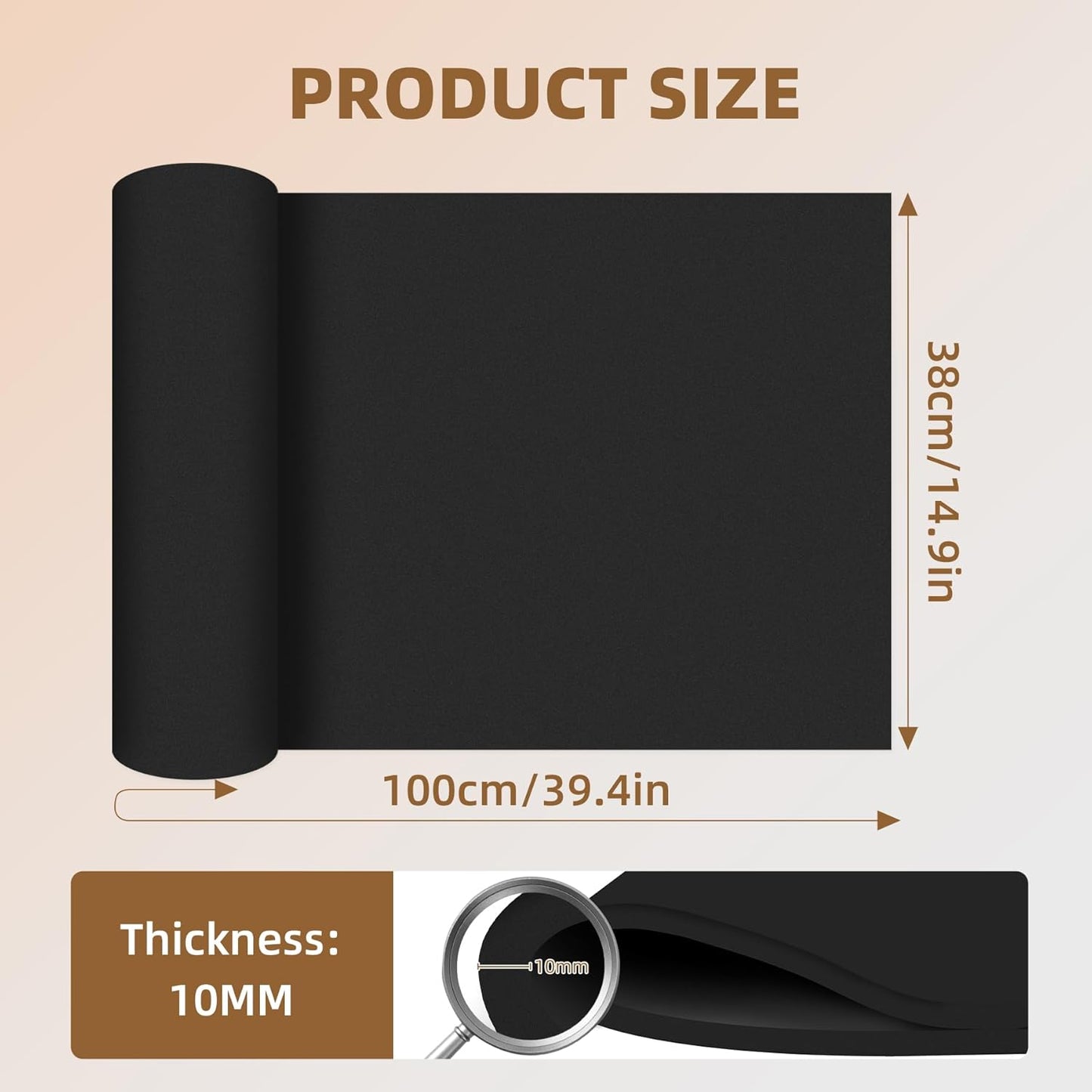 39"x15" EVA Foam Roll, 86 kg/m3 High Density 4MM Thick Foam Sheets, Flexible & Easy to Cut Ideal Material for Cosplay Supplies, DIY Projects, Drawer Mat, Crafts and Arts（1Pack Black)