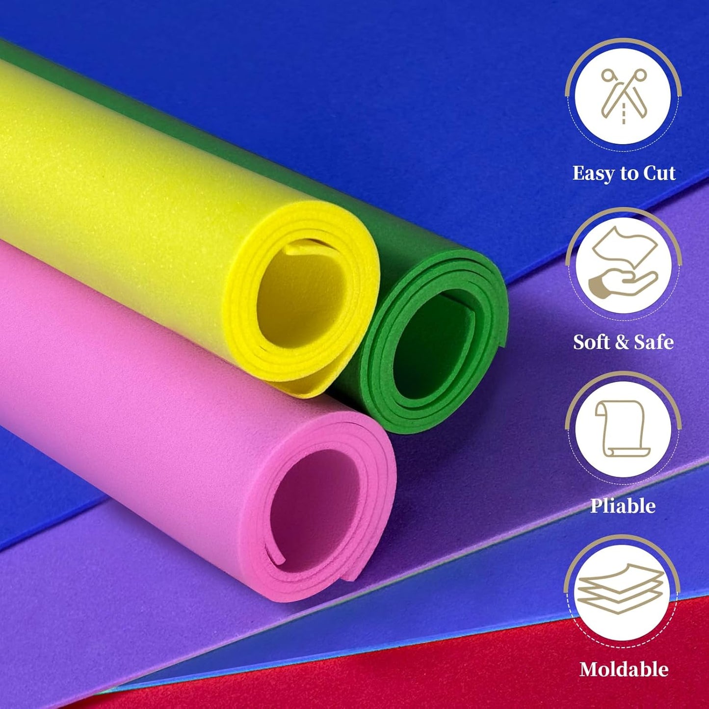 39"x15" EVA Foam Roll, 86 kg/m3 High Density 4MM Thick Foam Sheets, Flexible & Easy to Cut Ideal Material for Cosplay Supplies, DIY Projects, Drawer Mat, Crafts and Arts（1Pack Black)