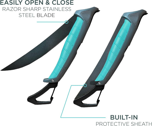 Stowaway Folding Filet Knife with Built in Carabiner -7inch