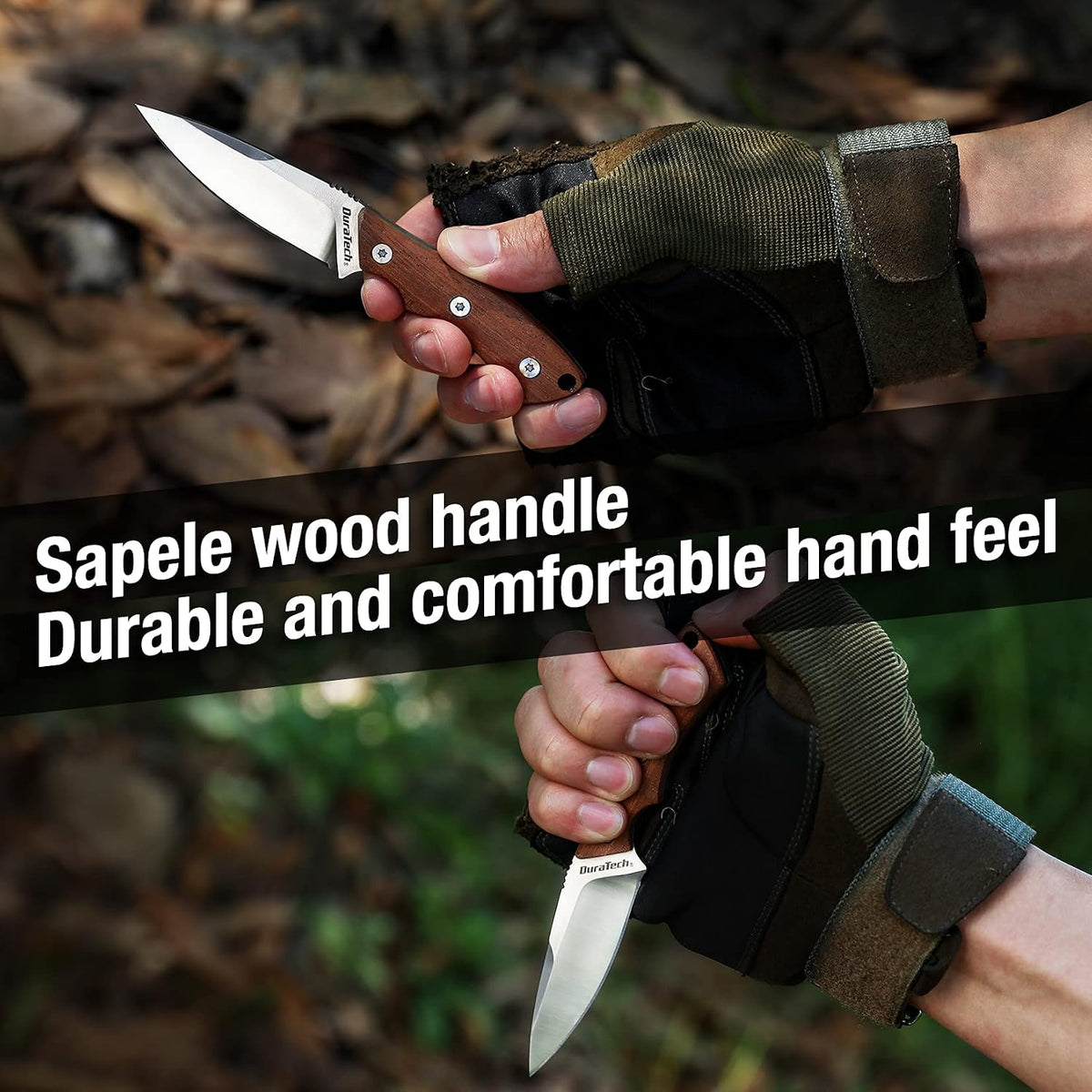 6-Inch Fixed Blade Neck Knife Full Tang, Wood Handle with Sheath | 3inch Blade, Necklace and Paracord included, for EDC, Outdoor, Camping, Hiking